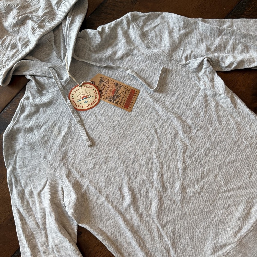 Faherty Hoodie Mens XS Gray Sunwashed Organic Cotton Slub Pullover MKC0096